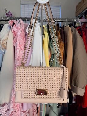 Michael Kors CECE MEDIUM Blush Pink Shoulder/Crossbody Bag with Gold & Crystals